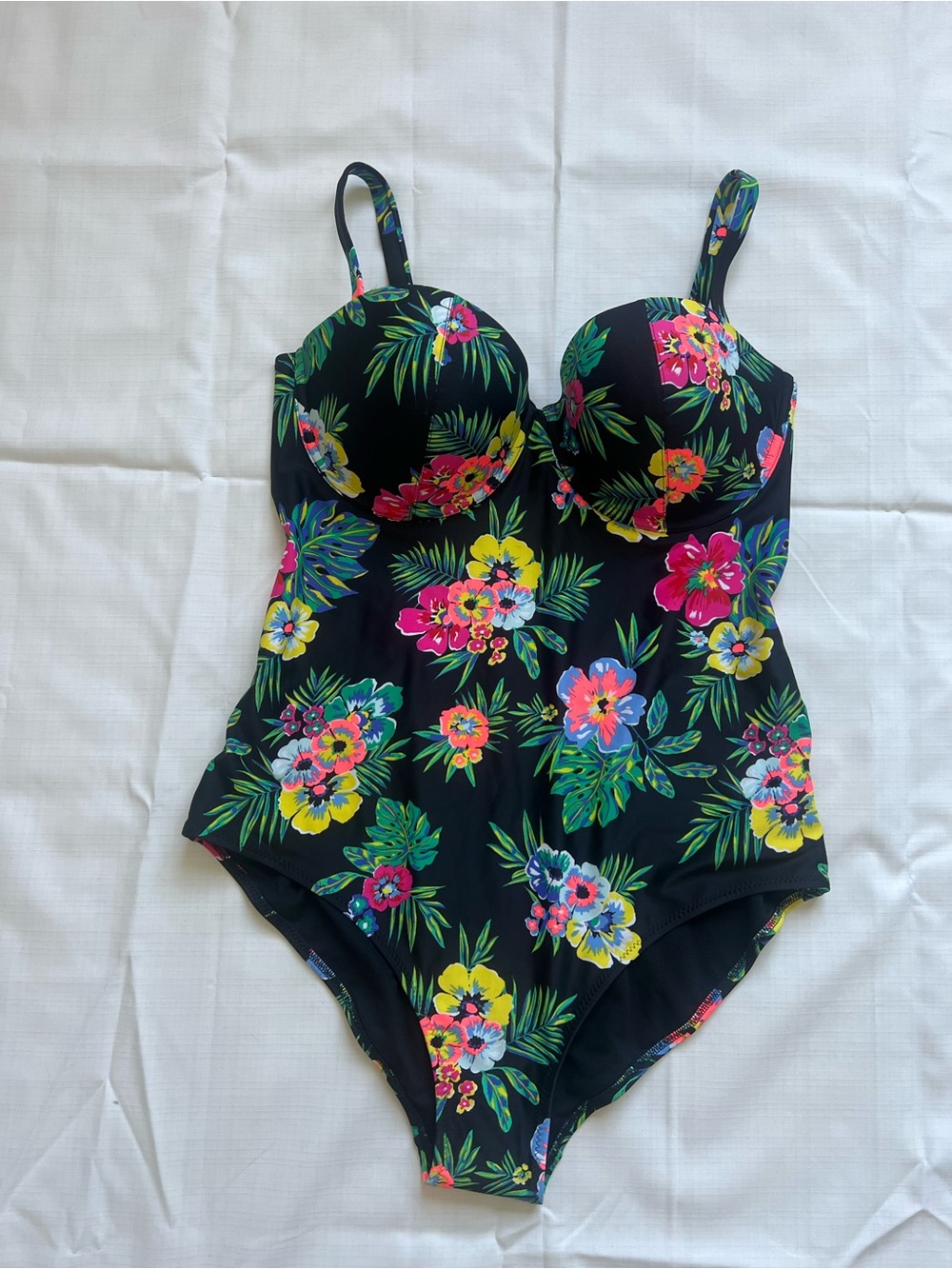Old Navy Black Floral One-Piece Swimsuit - Picture 2 of 9